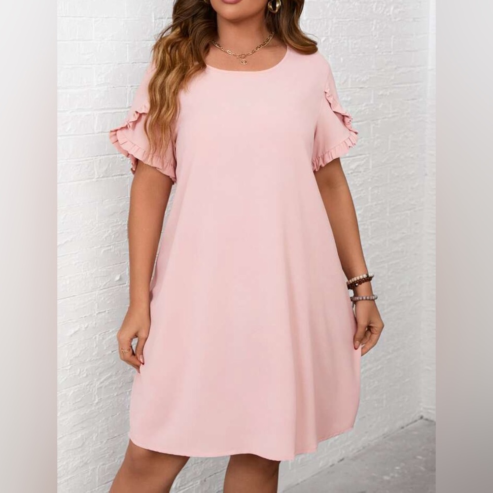 Frill sleeve plus size tunic dress.